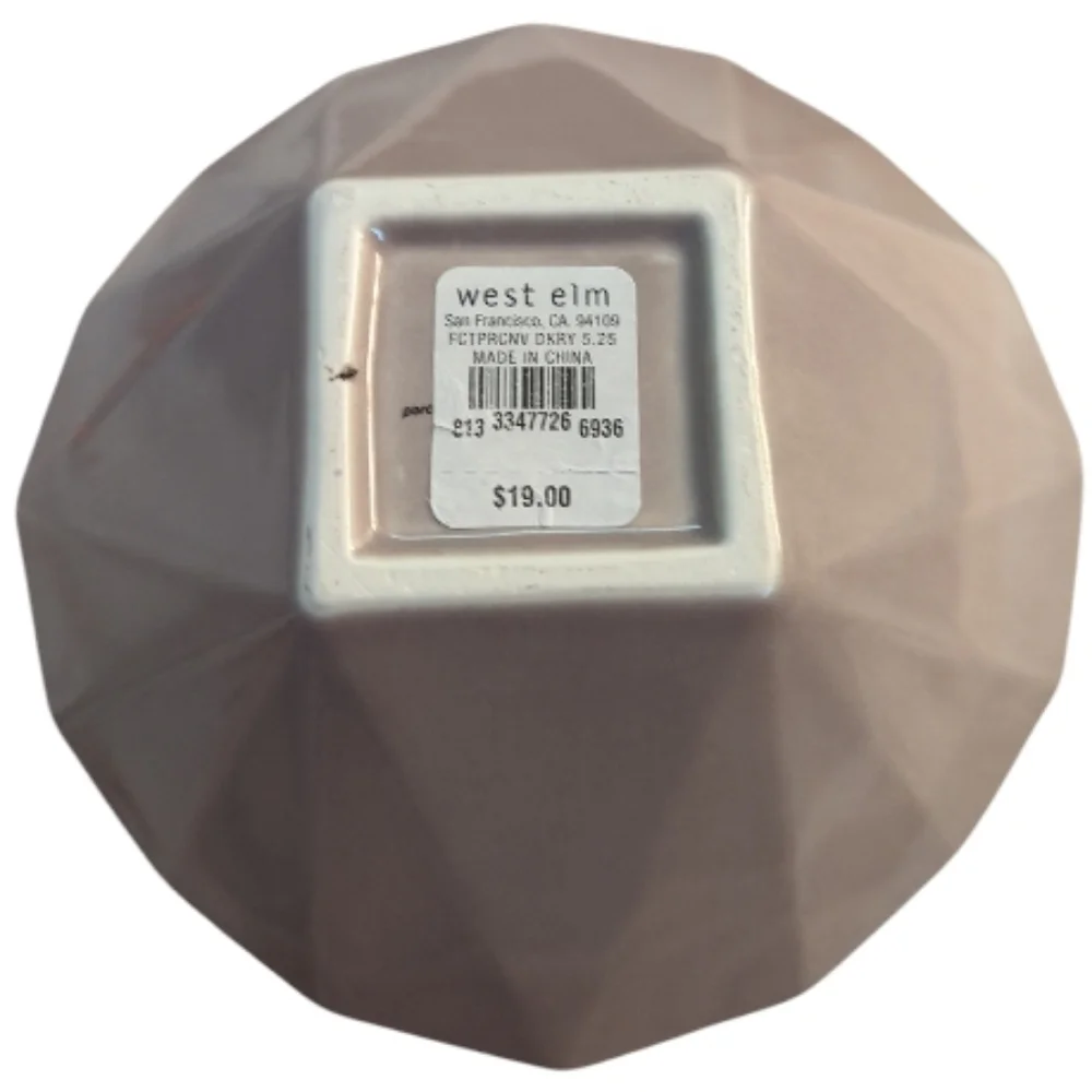West Elm small Beige vase geometric design home decor